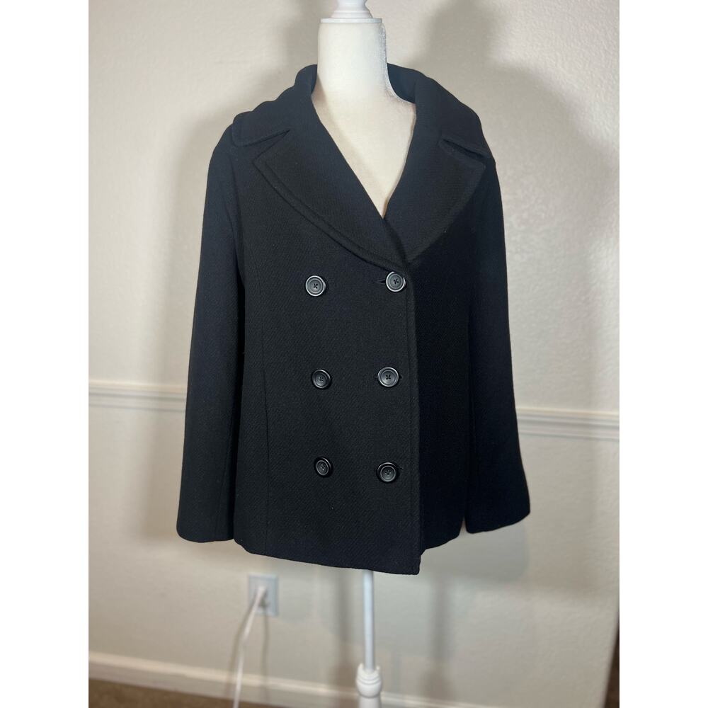 Merona sz 2 plus women militia black wool pea coat 1079
